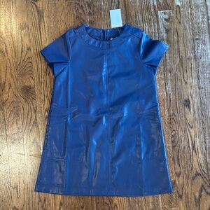 NWT Jcrew navy Blue Faux Leather Short Sleeve Dress